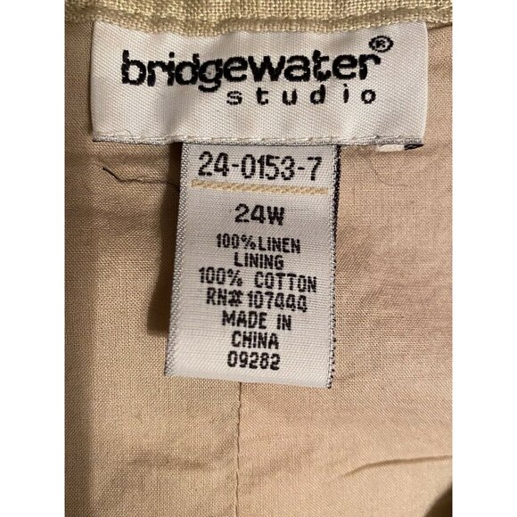 Bridgewater Studio Womens Linen Button-Up Beige Jacket Cotton Lining Size 24W - Picture 4 of 6